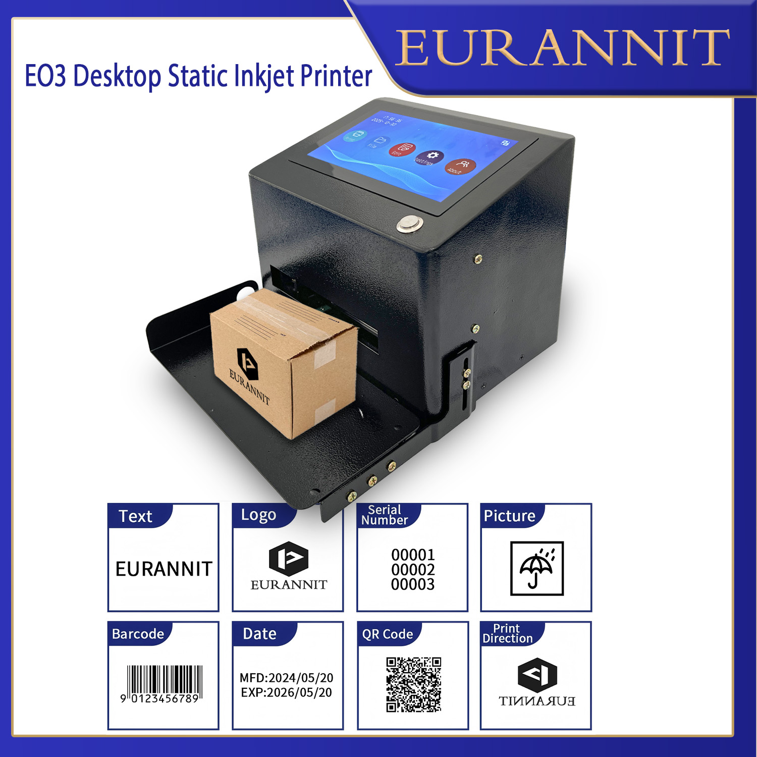 Coding Machine Date Printer Inkjet - EURANNIT Statyczna Drukarka Inkjetowa do Druku
