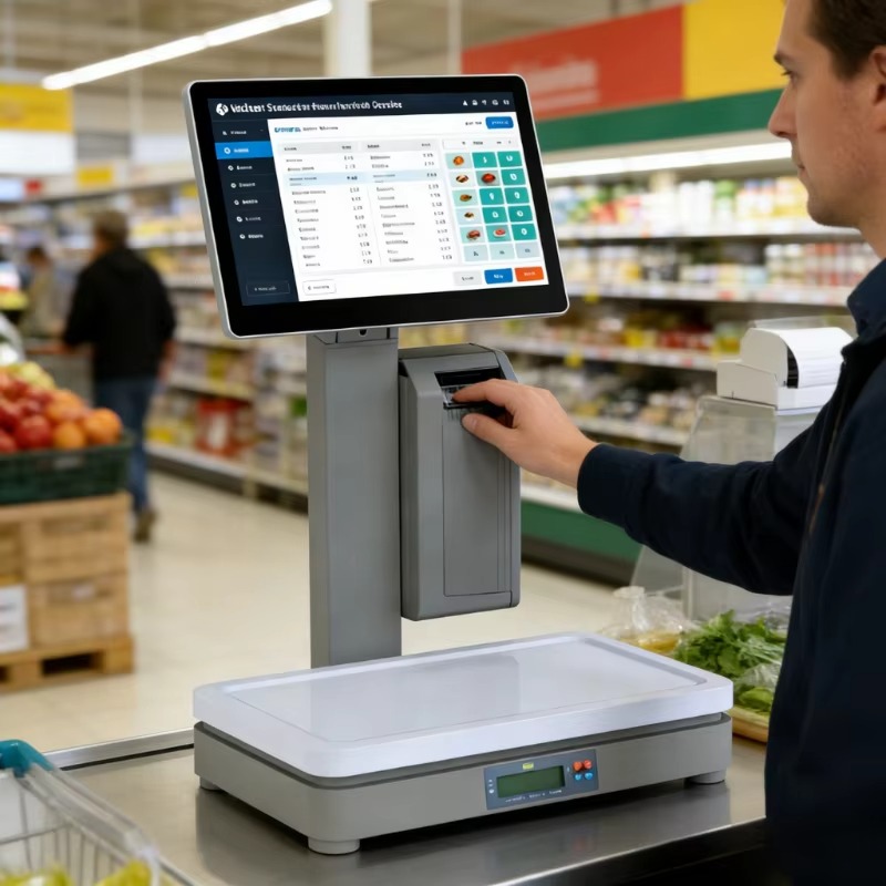 Waga sklepowa z ekranem dotyko – Weighing Scale Label Printer recenzja i cena
