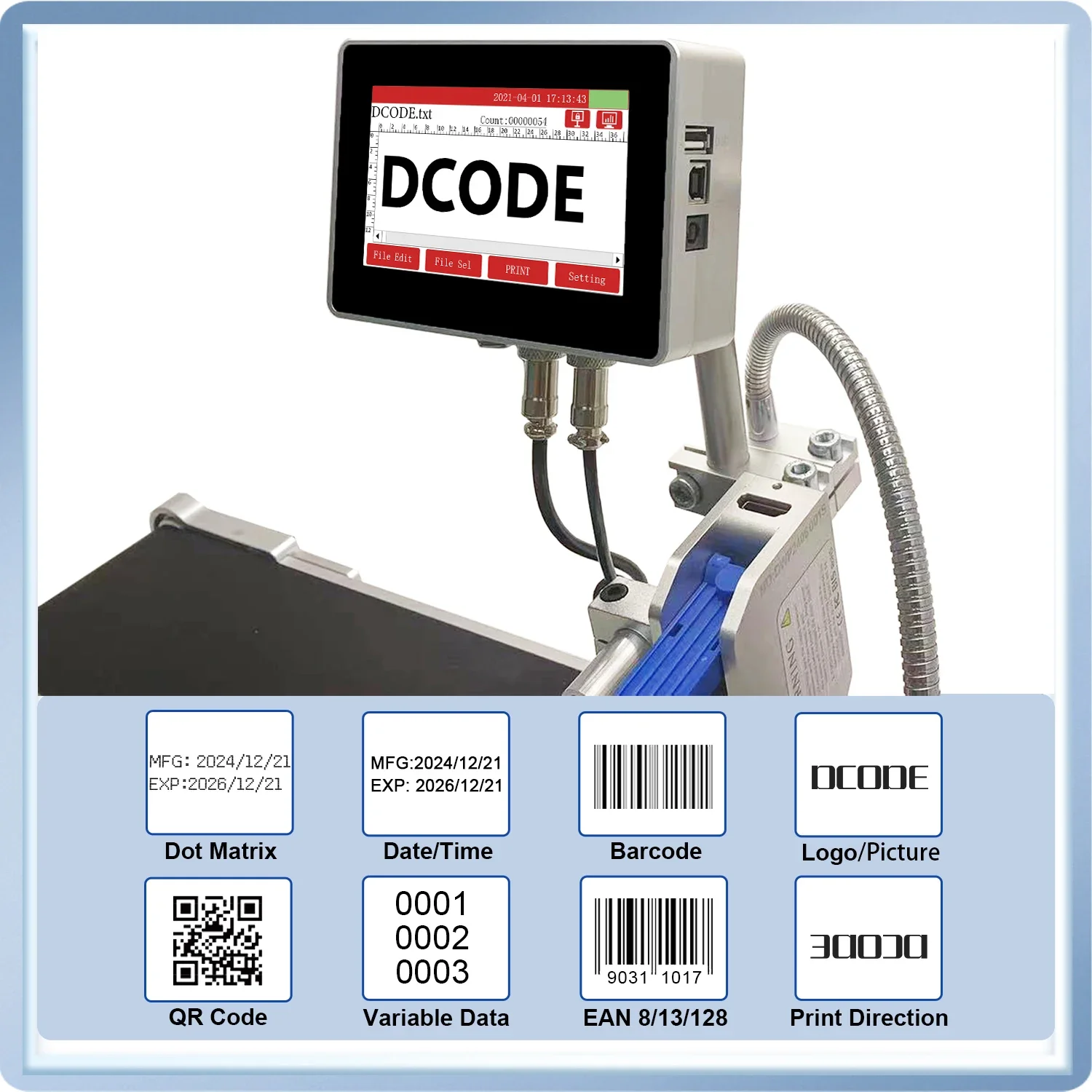 DCODE 130PRO Przemysłowa druka – Barcode Label Printer Industrial recenzja i cena